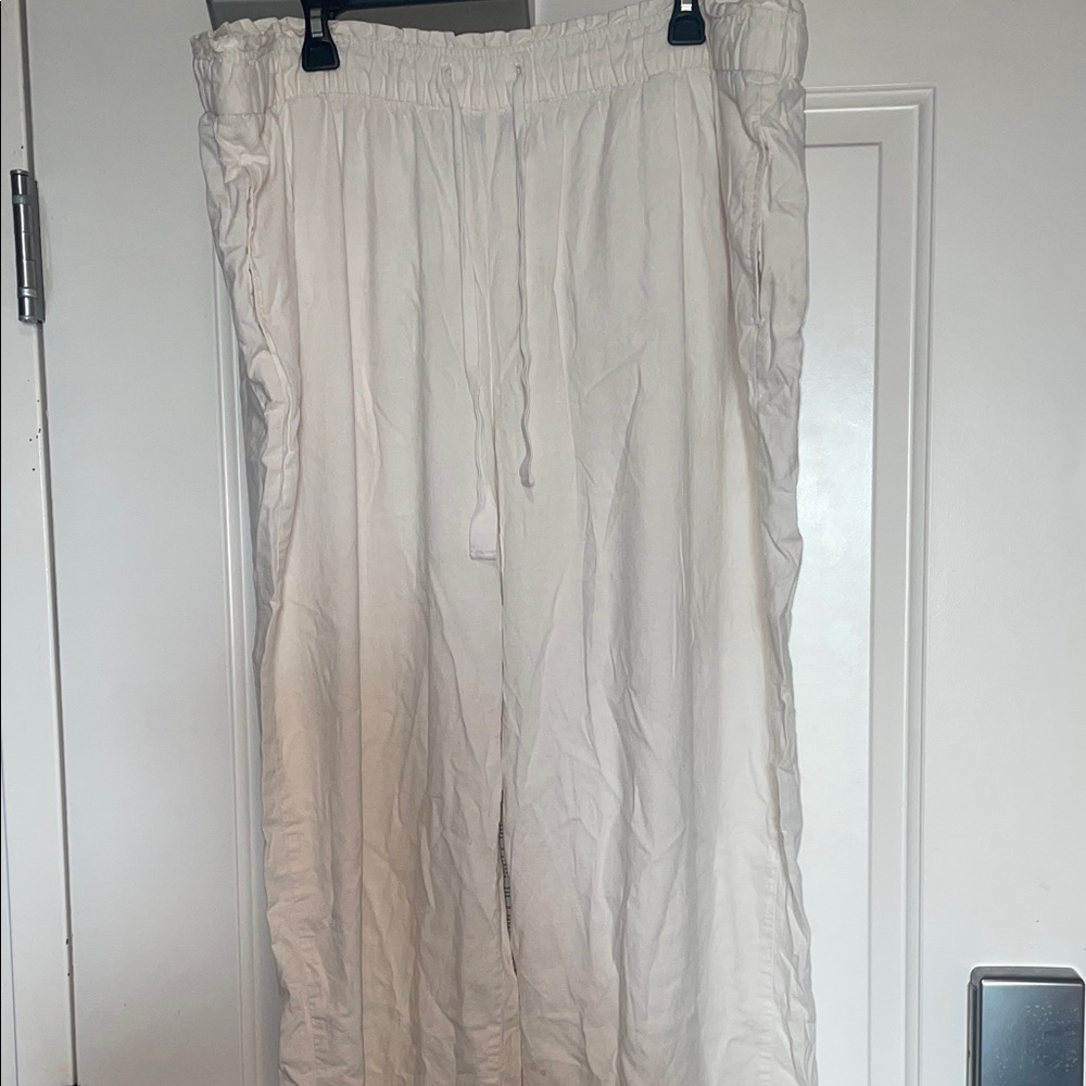 Lane Bryant Cream Elastic Waist Pants